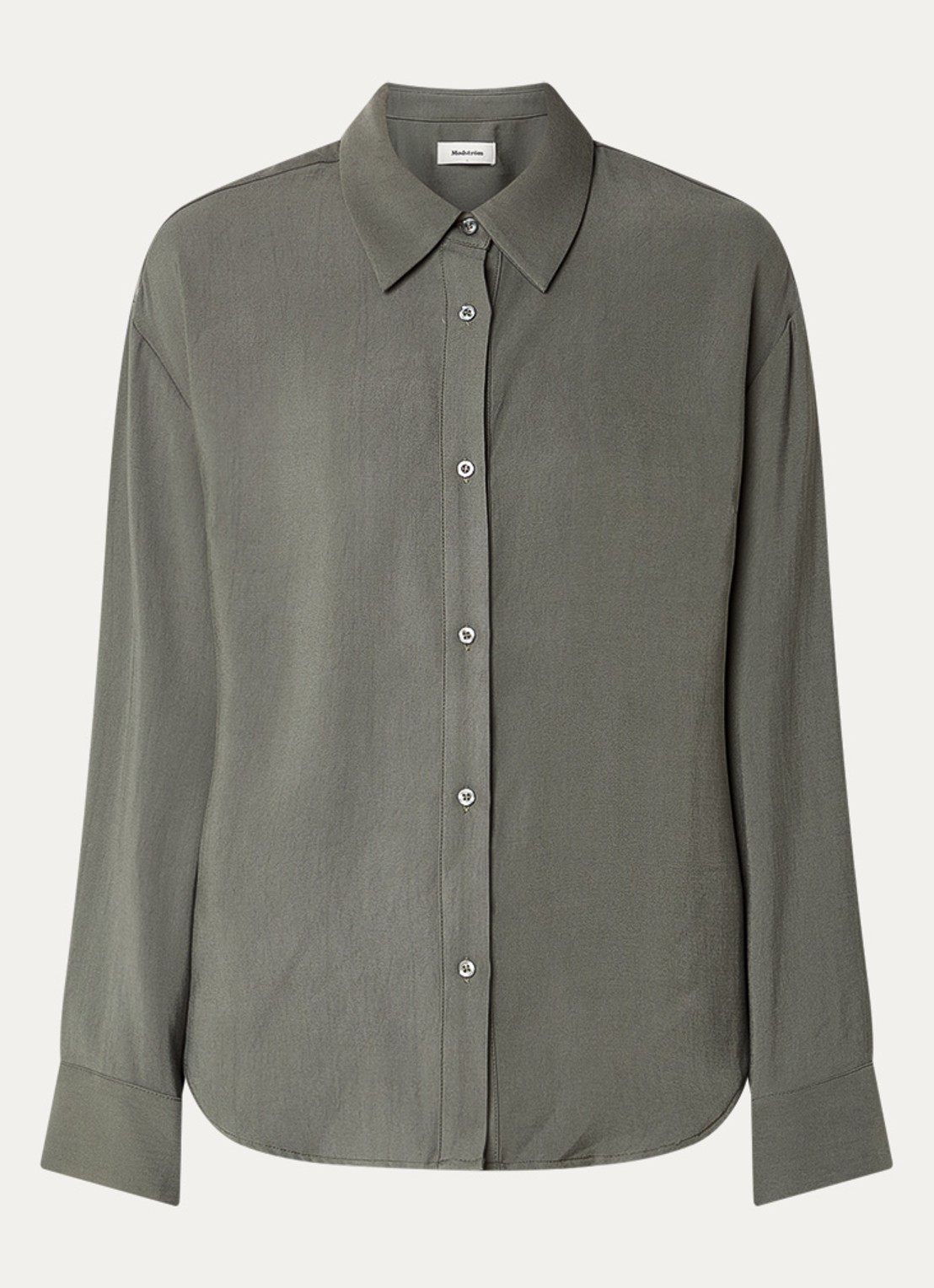 Modström Sebastian blouse met kraag - voorkant legergroen