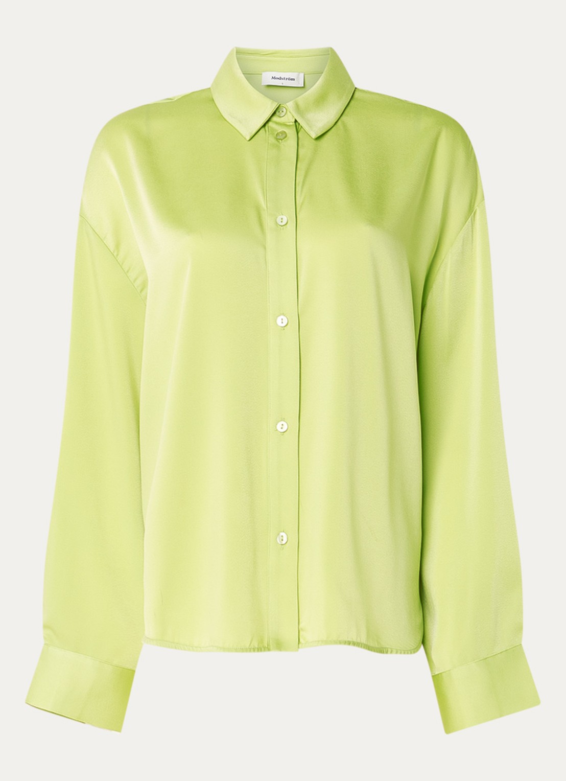 Modström Shelton blouse met glanzende finish - voorkant 3 lime