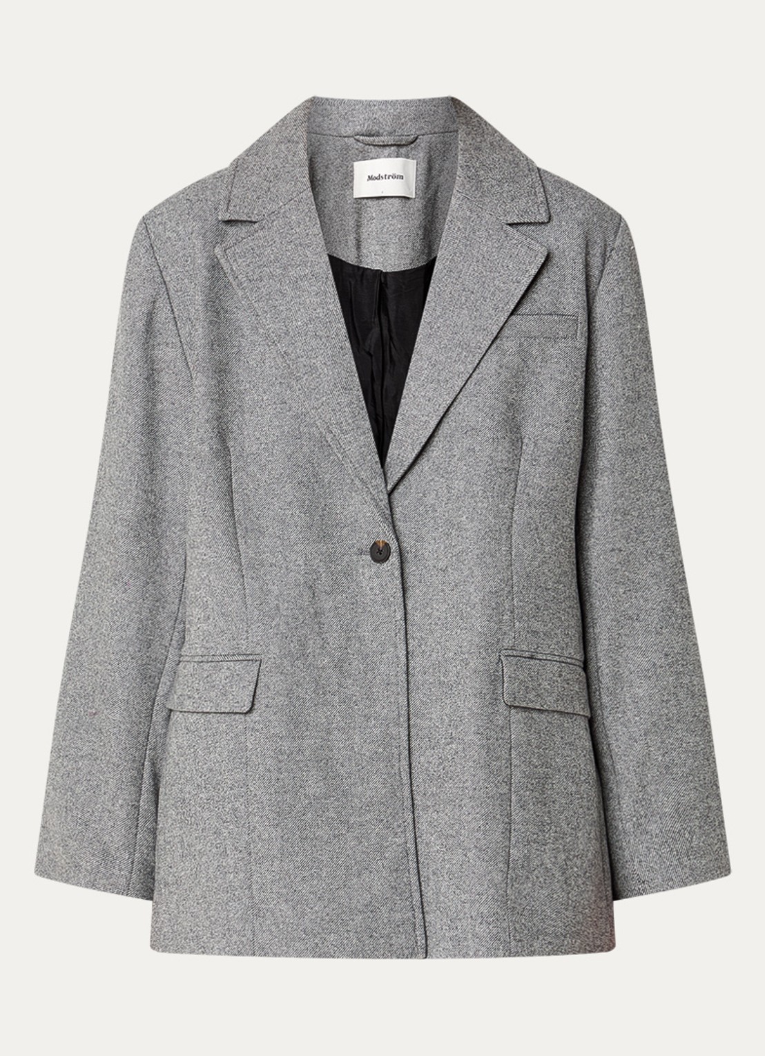 Modström Simon blazer in wolblend met gemêleerd dessin - voorkant 3 grijsmele