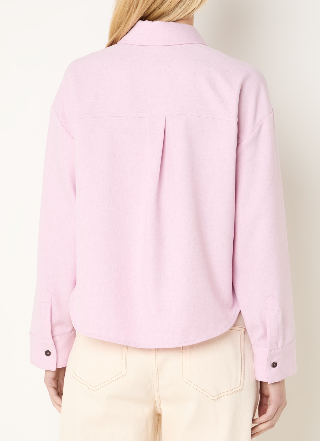 Modström Sophie blouse in linnenblend met borstzakken - achterkant oudroze