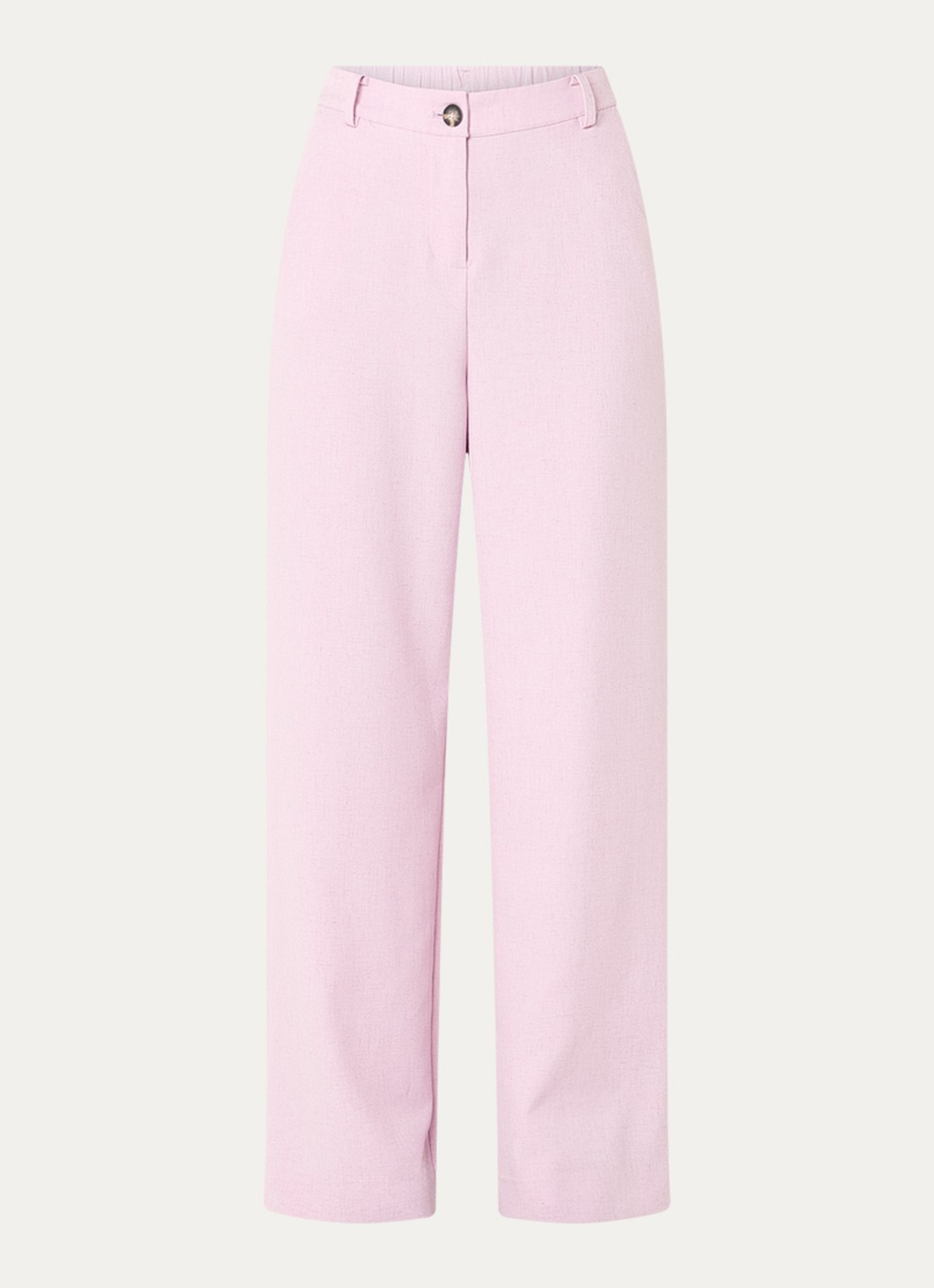 Modström Sophie high waist straight fit pantalon in linnenblend - voorkant oudroze