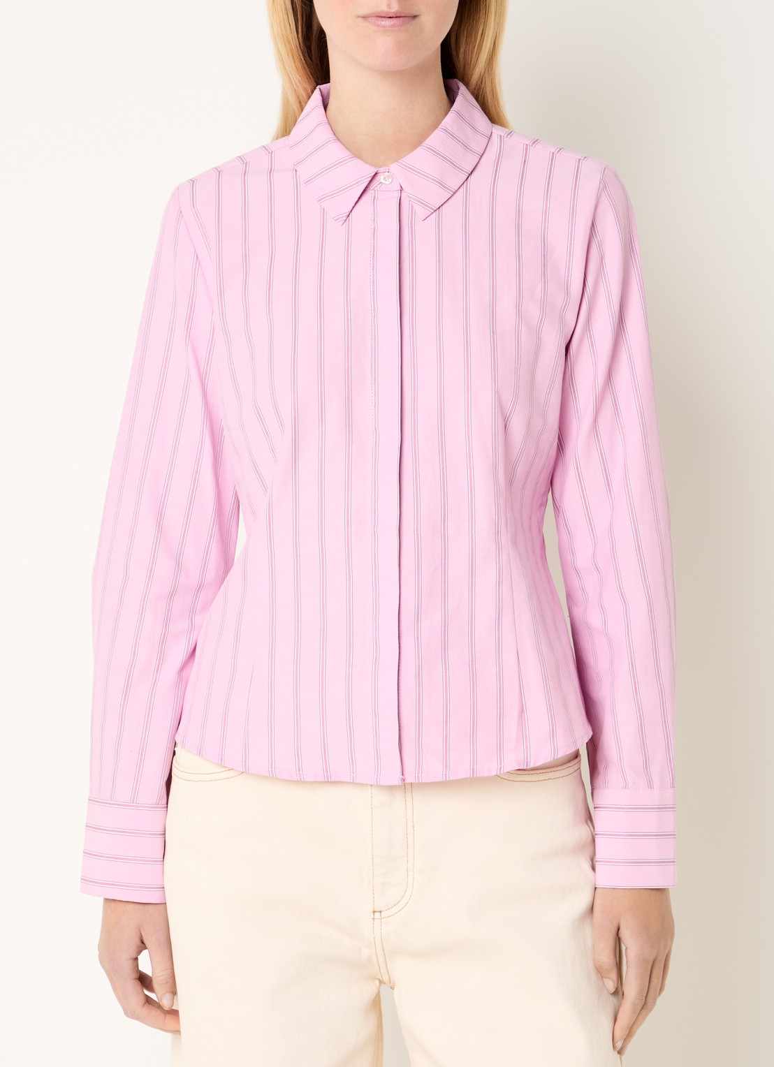 Modström Starlee blouse met streepprint - detail 4 roze