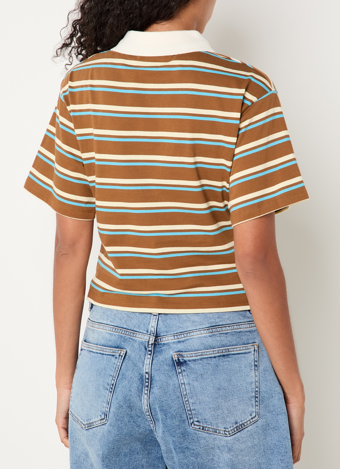 Modström Stetson polo met streepprint - achterkant oranjebruin