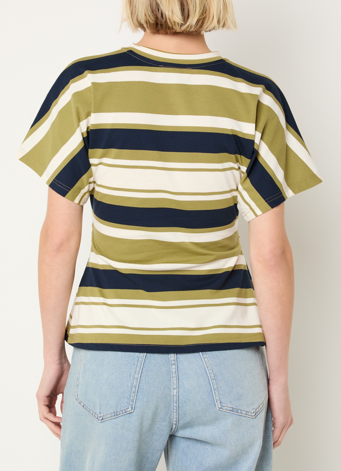 Modström T-shirt met streepprint - achterkant 2 mosgroen