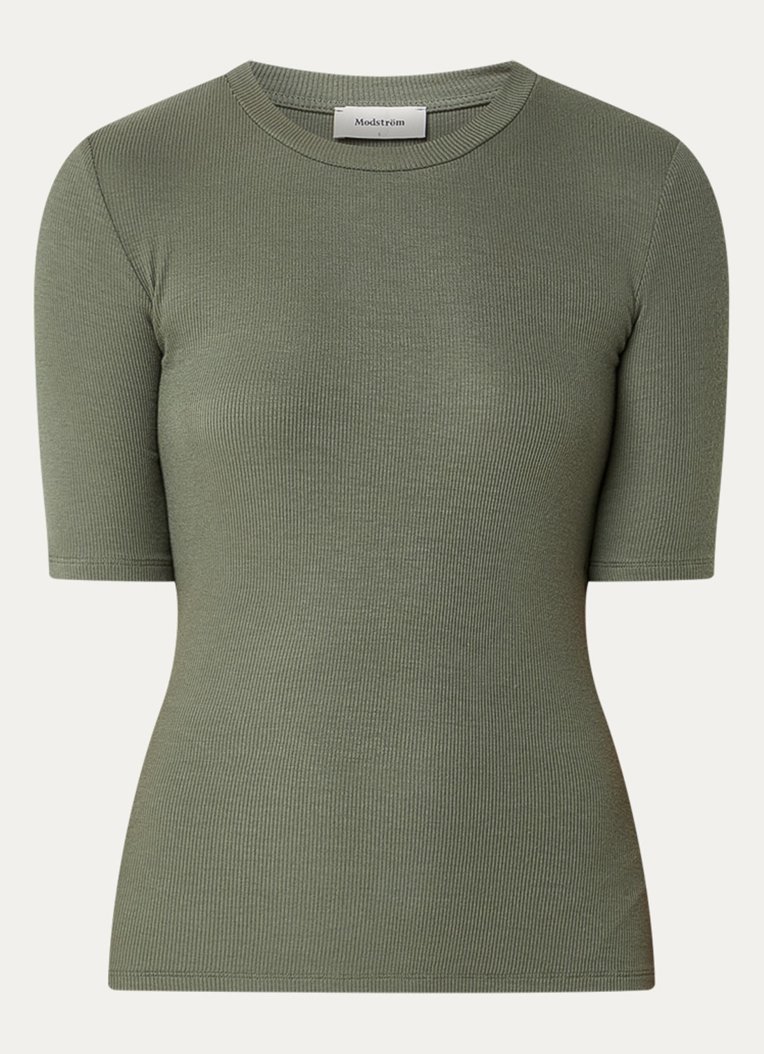 Modström T-shirt met - voorkant 3 olijfgroen