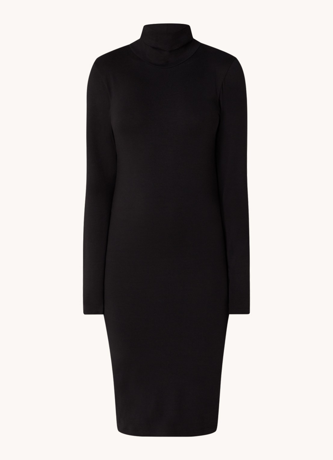 Modström Tanner midi jurk met stretch - voorkant 2 zwart
