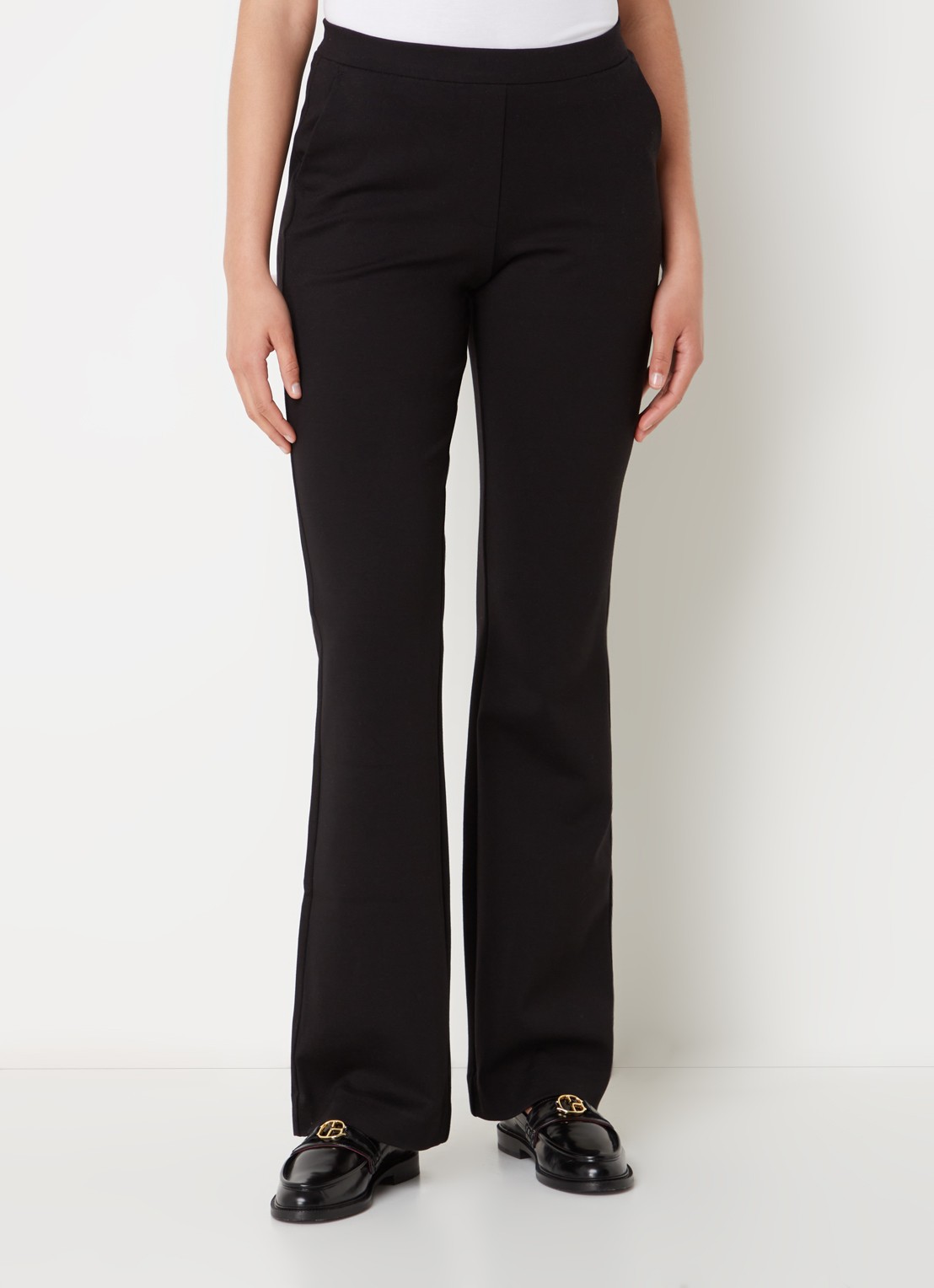 Modström Tanny high waist flared fit broek met stretch - detail 4 zwart
