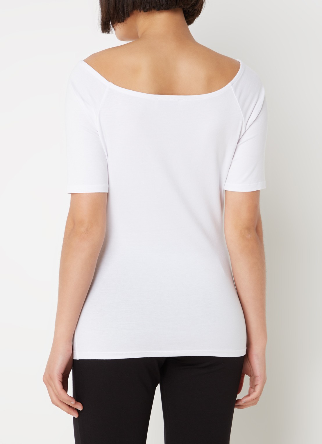 Modström Tansy top met boothals en stretch - achterkant 3 wit