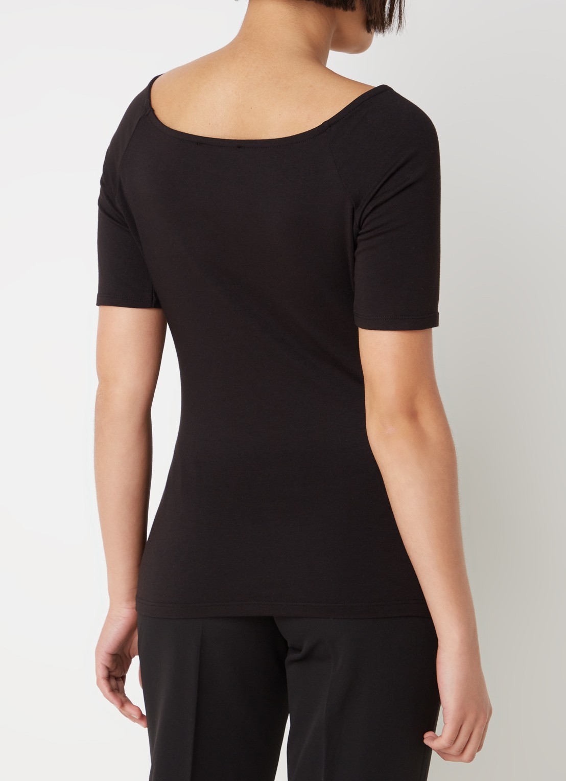 Modström Tansy top met boothals en stretch - achterkant 3 zwart