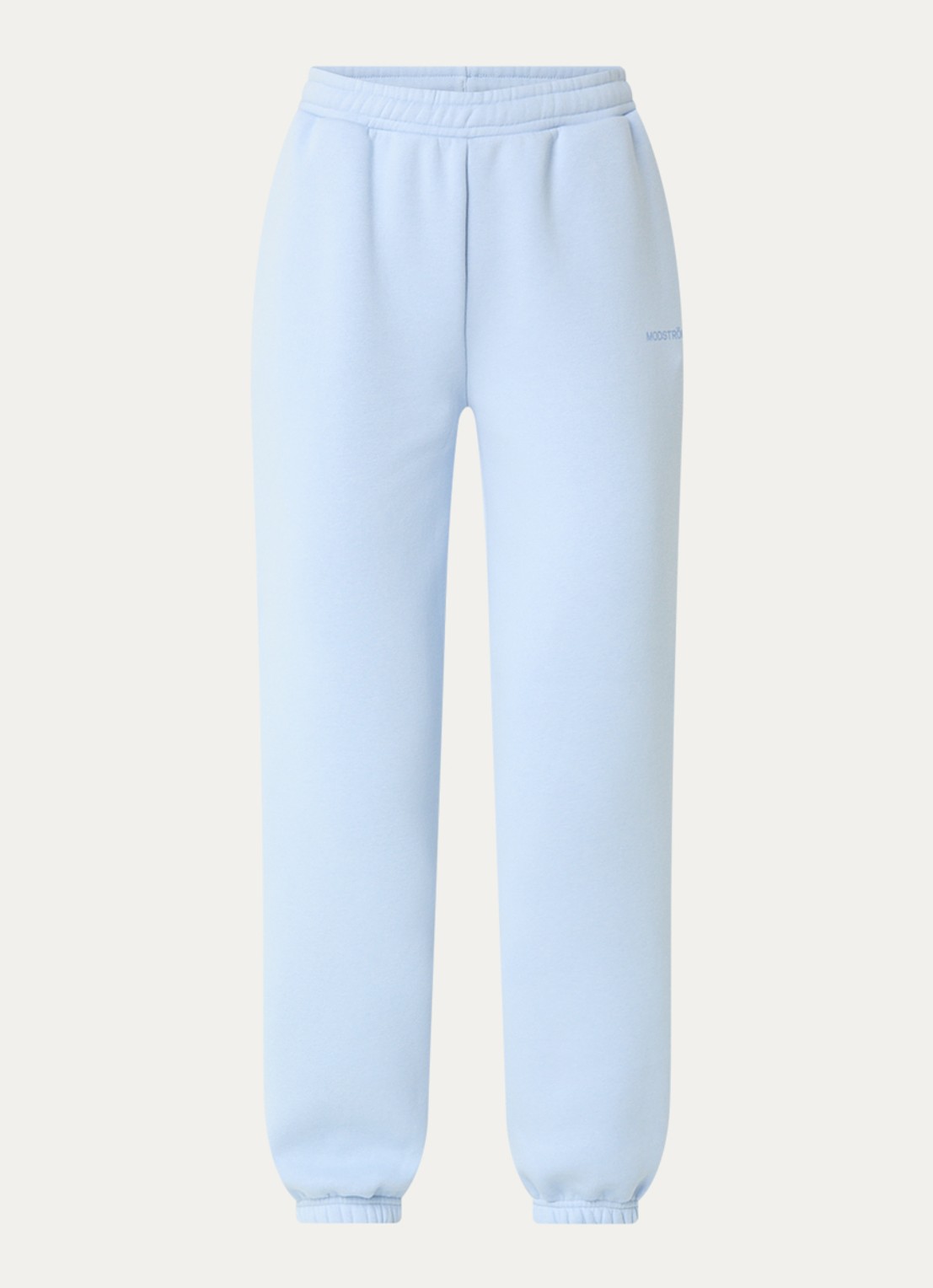 Modström Tia high waist tapered fit joggingbroek met logo en steekzakken - voorkant 2 lichtblauw