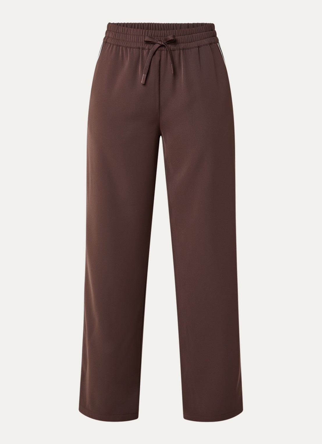 Modström Tinnie high waist wide fit trackpants met gestreept detail - voorkant 3 bruin