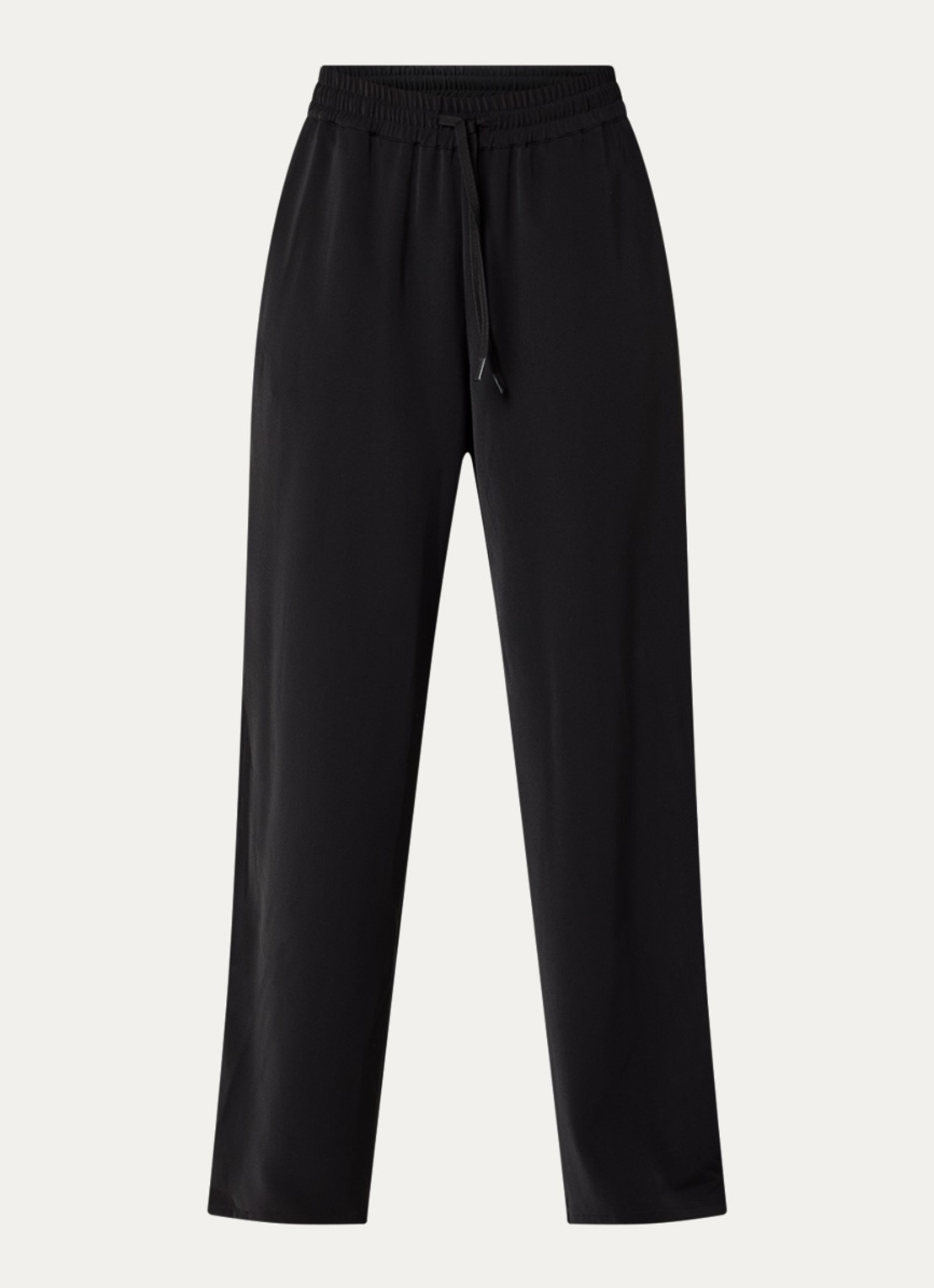 Modström Tinnie high waist wide fit trackpants met gestreept detail - voorkant 2 zwart
