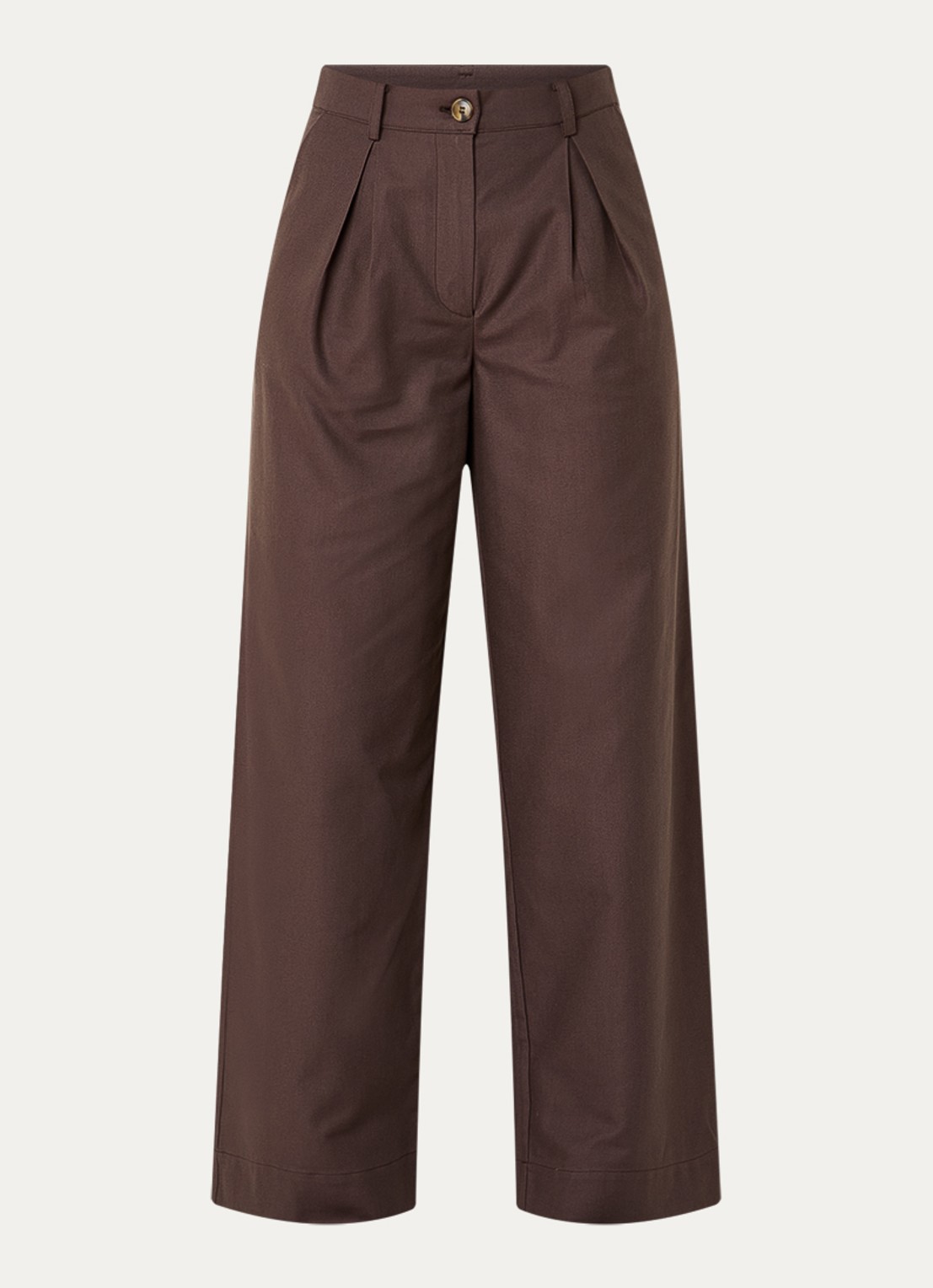 Modström Tore high waist wide fit pantalon met steekzakken - voorkant 2 donkerbruin