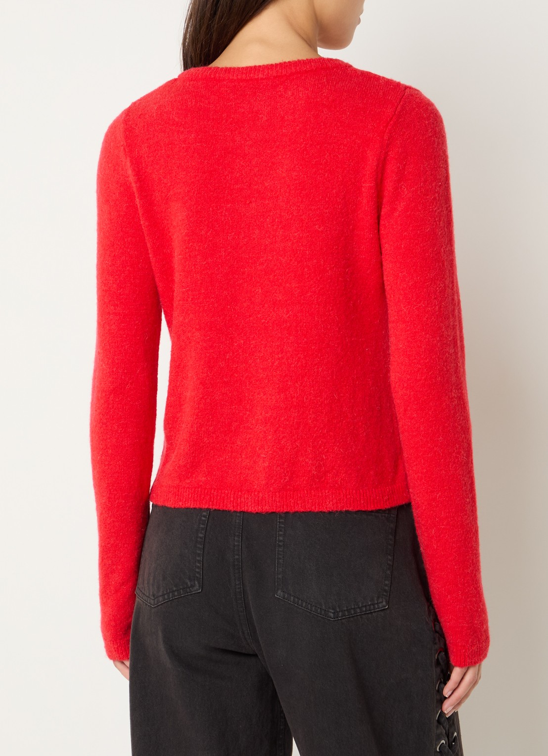 Modström Tree fijngebreid vest in alpaca wolblend - achterkant rood
