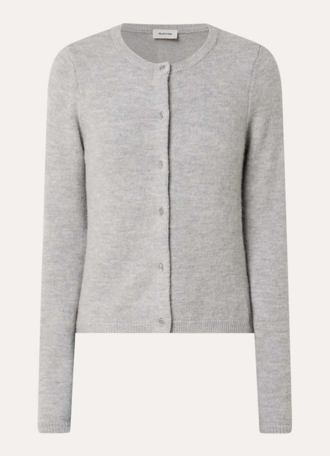 Modström Tree fijngebreid vest in alpaca wolblend - voorkant grijsmele