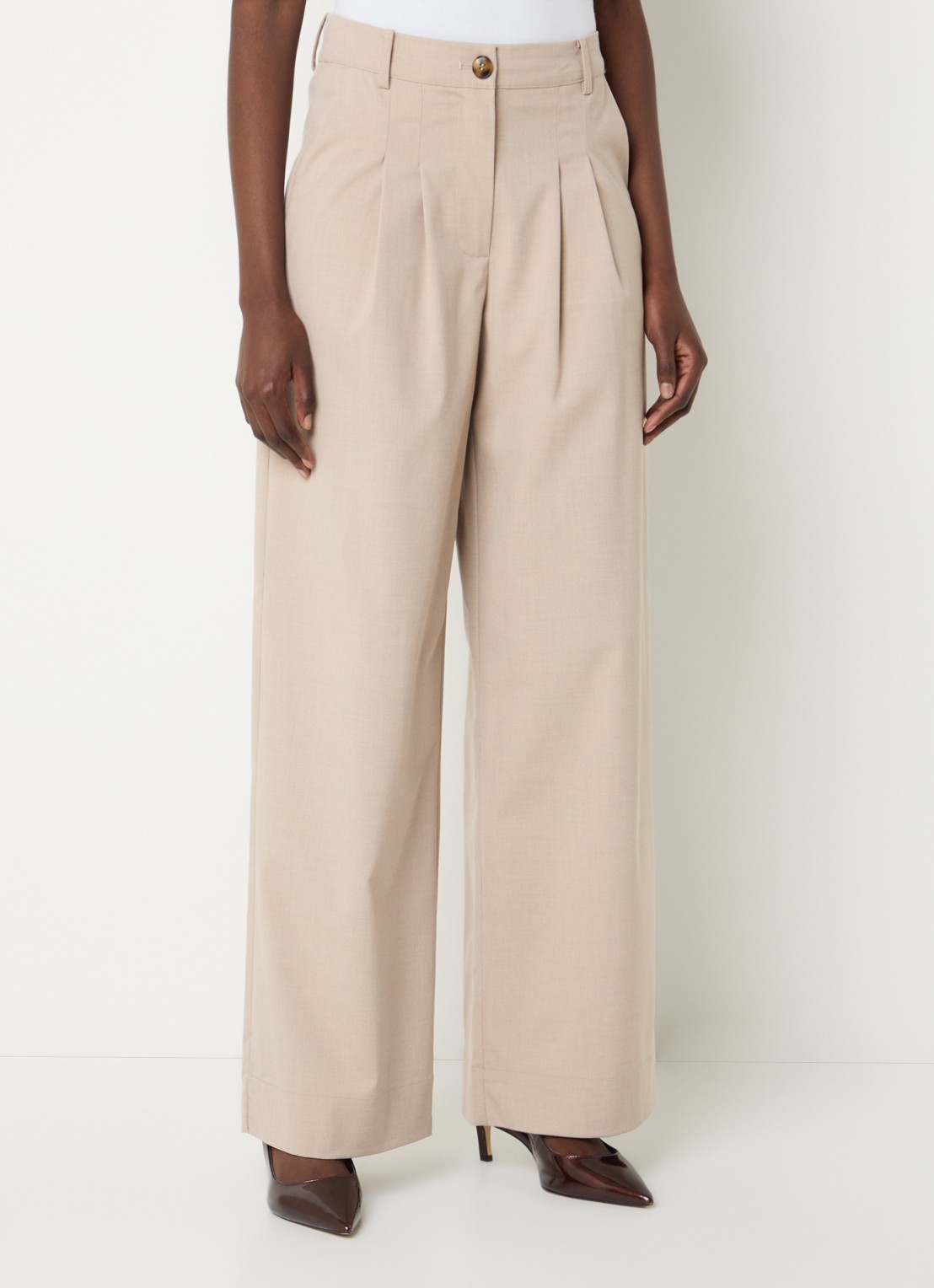 Modström Tuesday high waist loose fit pantalon met steekzakken - detail 2 beige