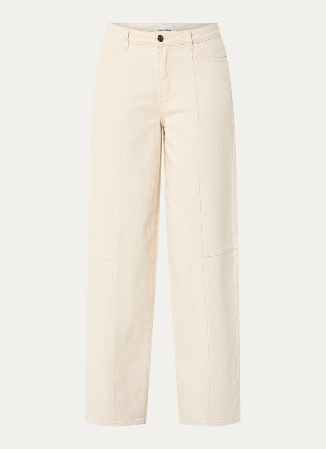 Modström Unika high waist straight fit broek met steekzakken - voorkant 2 zand
