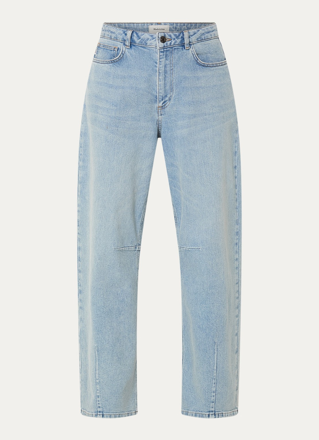 Modström Unji high waist loose fit jeans met lichte wassing - voorkant 2 indigo