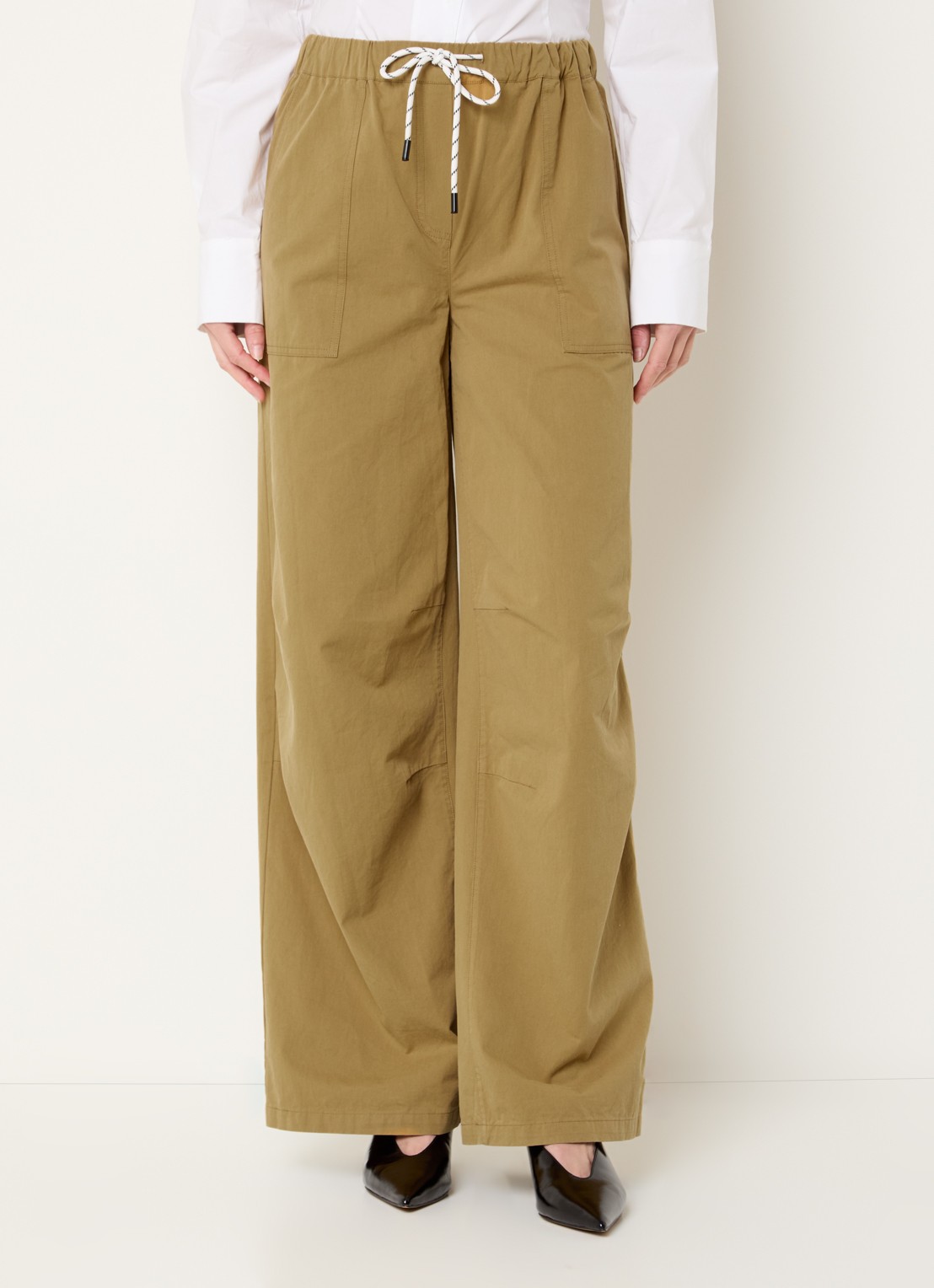 Modström Urania high waist loose fit broek met steekzakken - detail 3 khaki