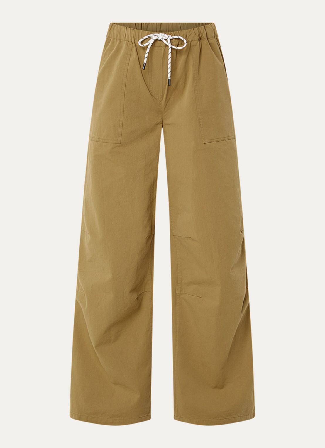 Modström Urania high waist loose fit broek met steekzakken - voorkant khaki