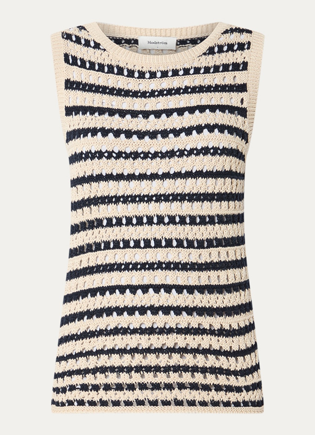 Modström Vester mouwloze top met opengewerkt dessin - voorkant donkerblauw