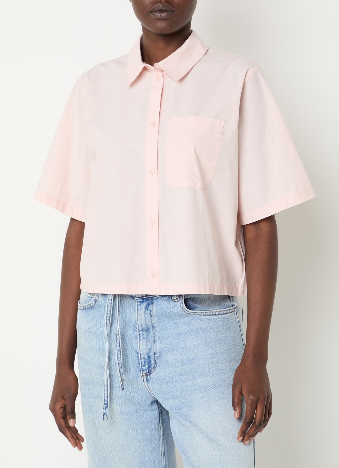Modström Vilbert blouse met borstzak - detail lichtroze
