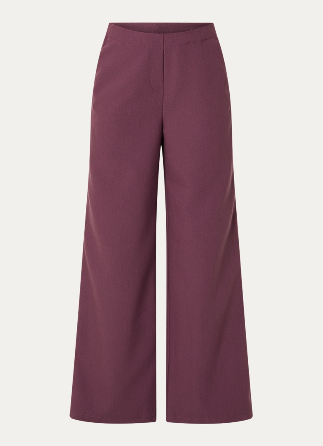 Modström Vildarmd high waist wide fit pantalon met steekzakken - voorkant aubergine
