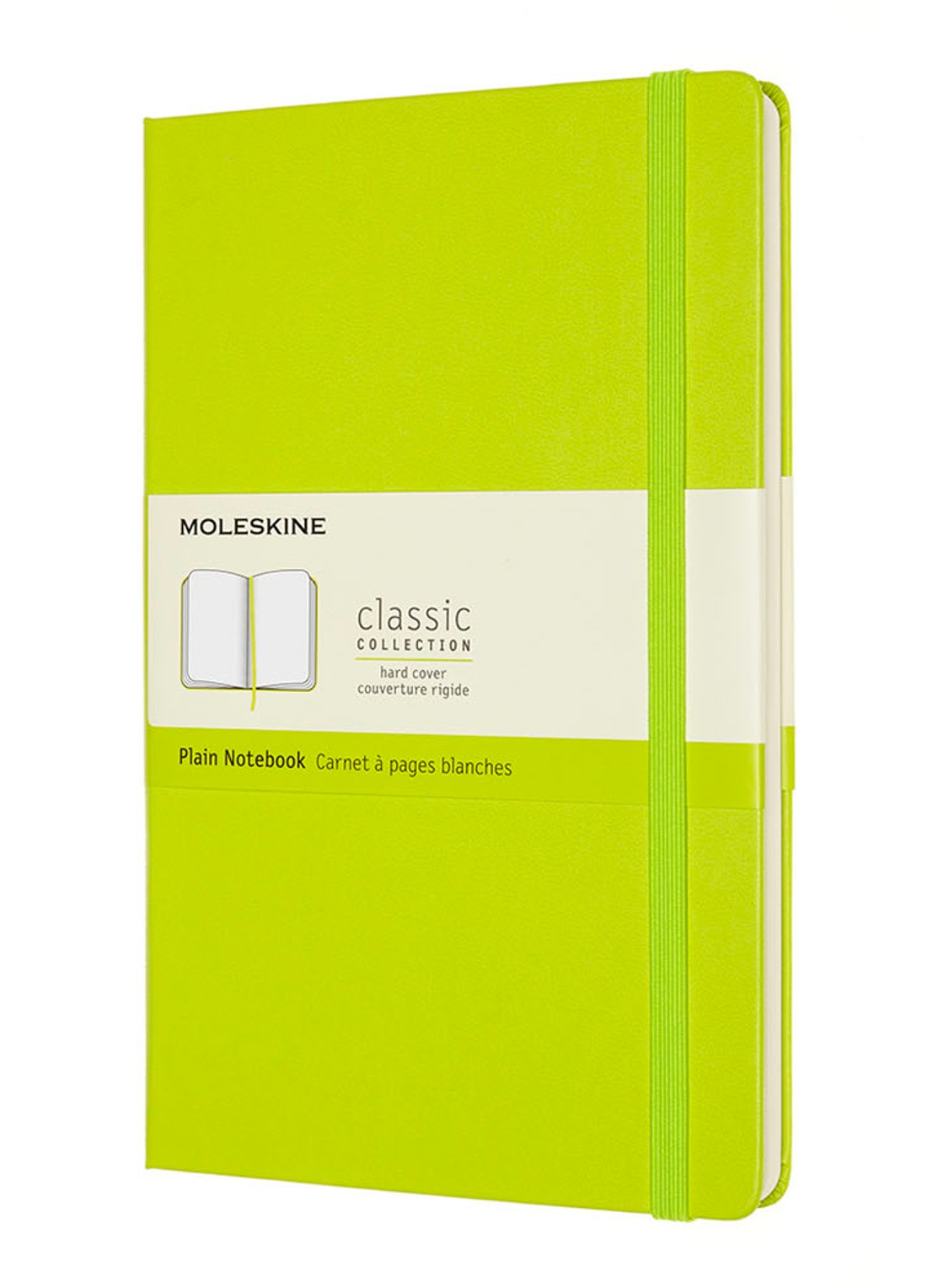 Moleskine  Large Plain Hardcover Notitieboek - voorkant neongroen