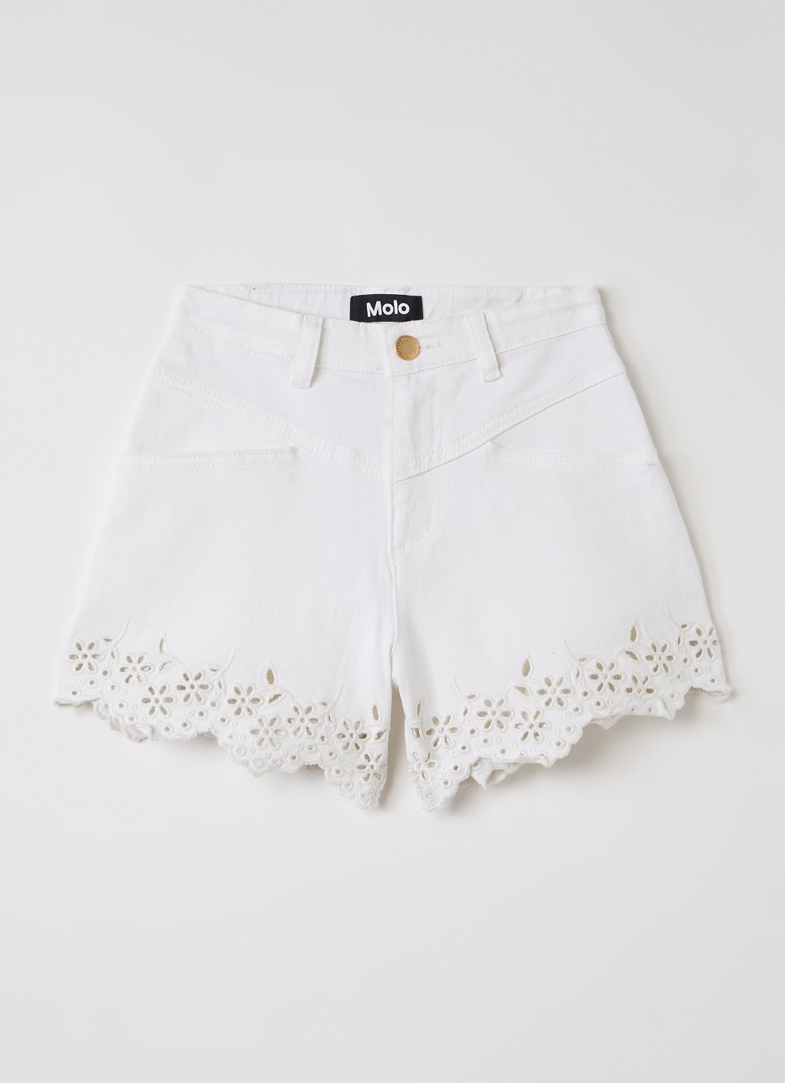Molo Adalyn straight fit korte broek - voorkant gebroken wit