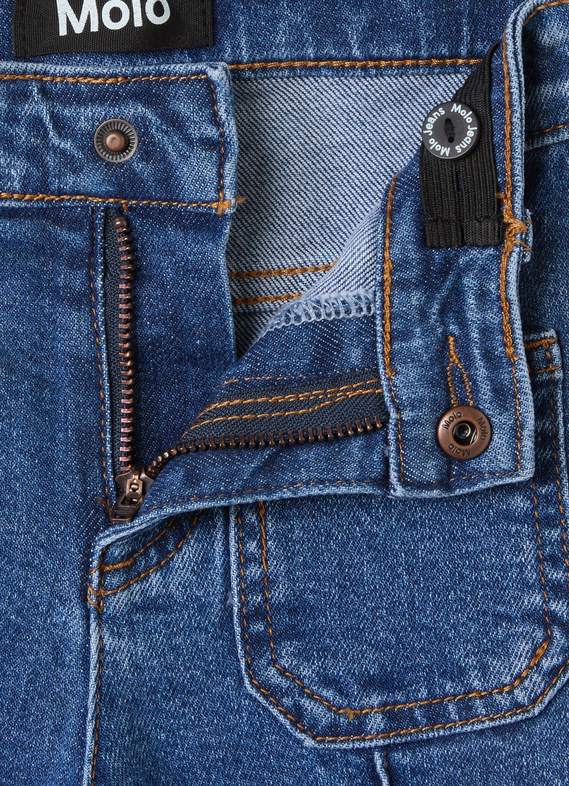 Molo Adina high waist flared jeans van  katoen - detail 2 indigo