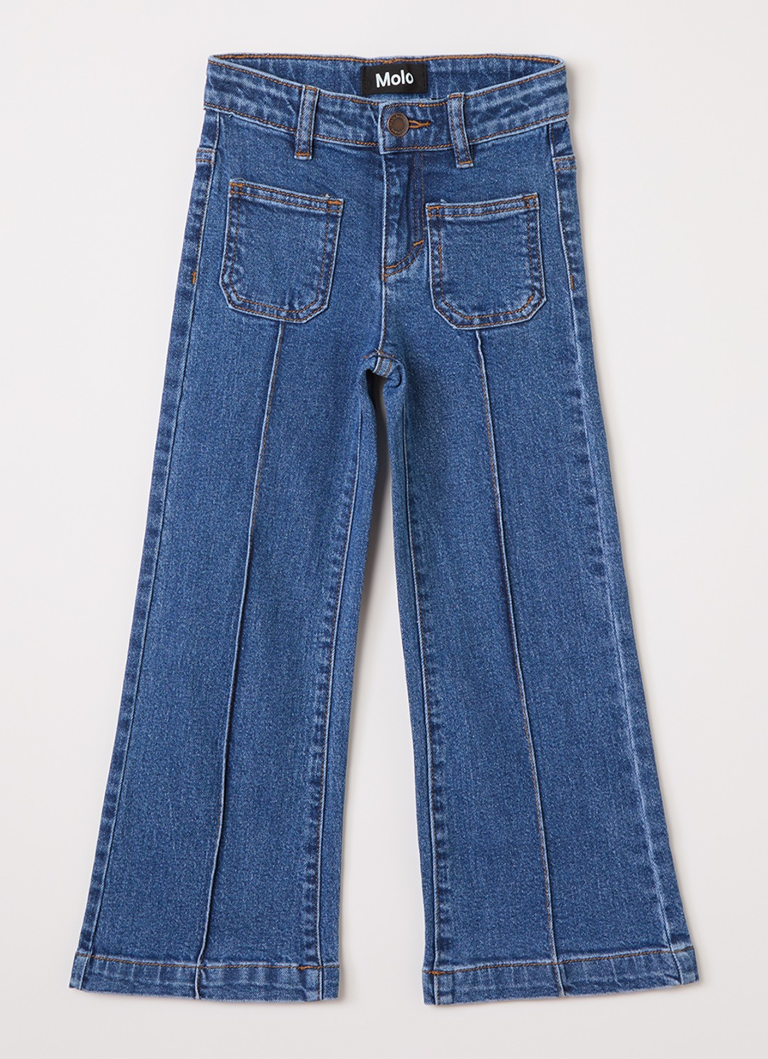 Molo Adina high waist flared jeans van  katoen - voorkant 3 indigo