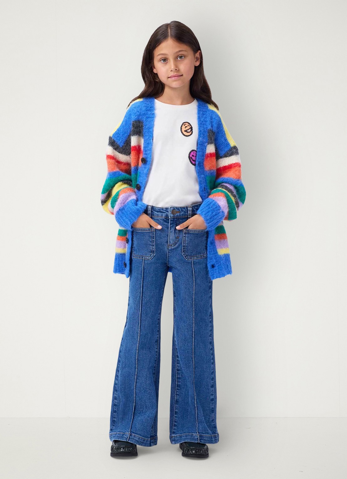Molo Adina high waist flared jeans van  katoen - voorkant 4 indigo