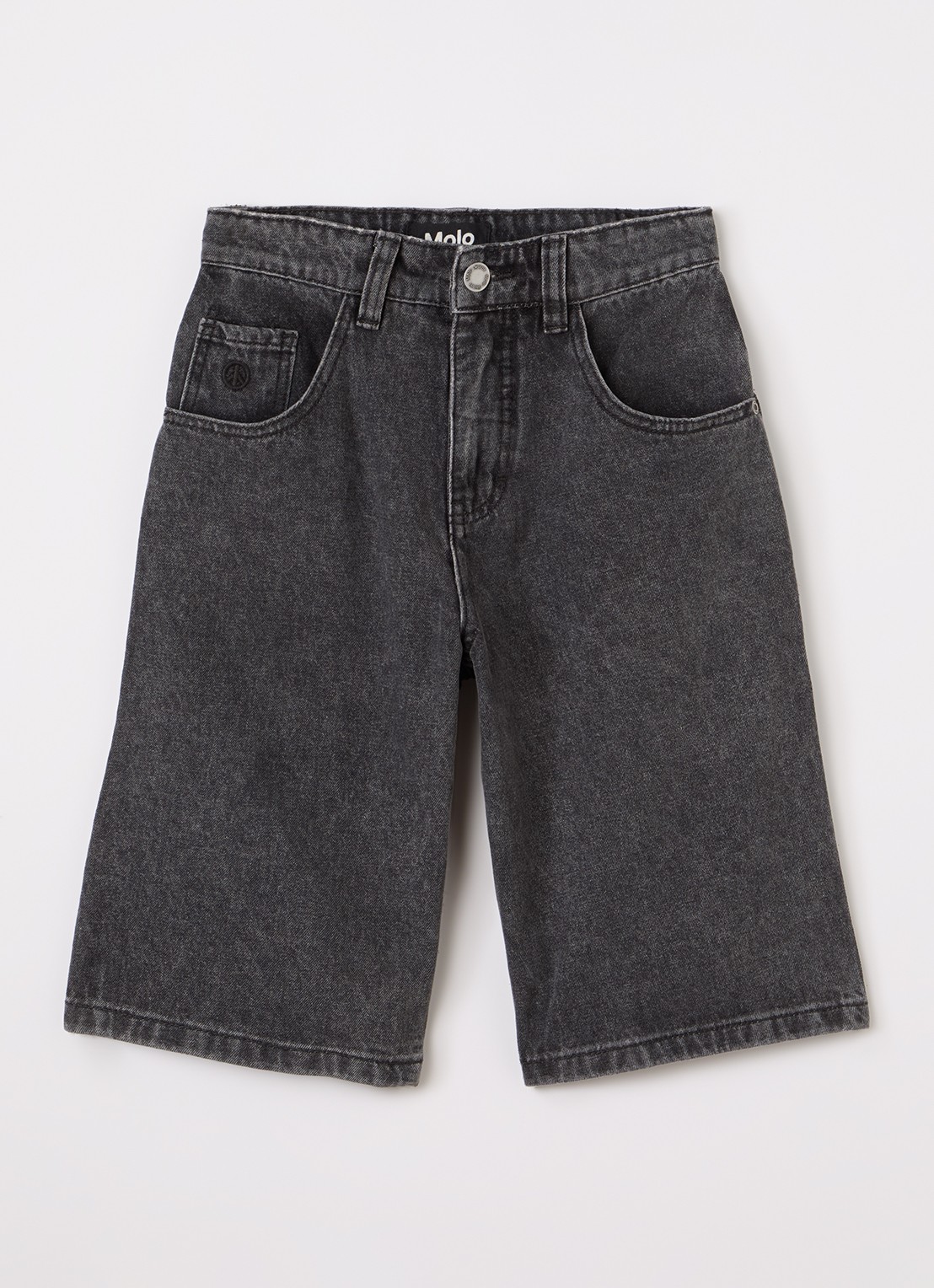 Molo Alphie wide fit korte broek van denim - voorkant 2 antraciet