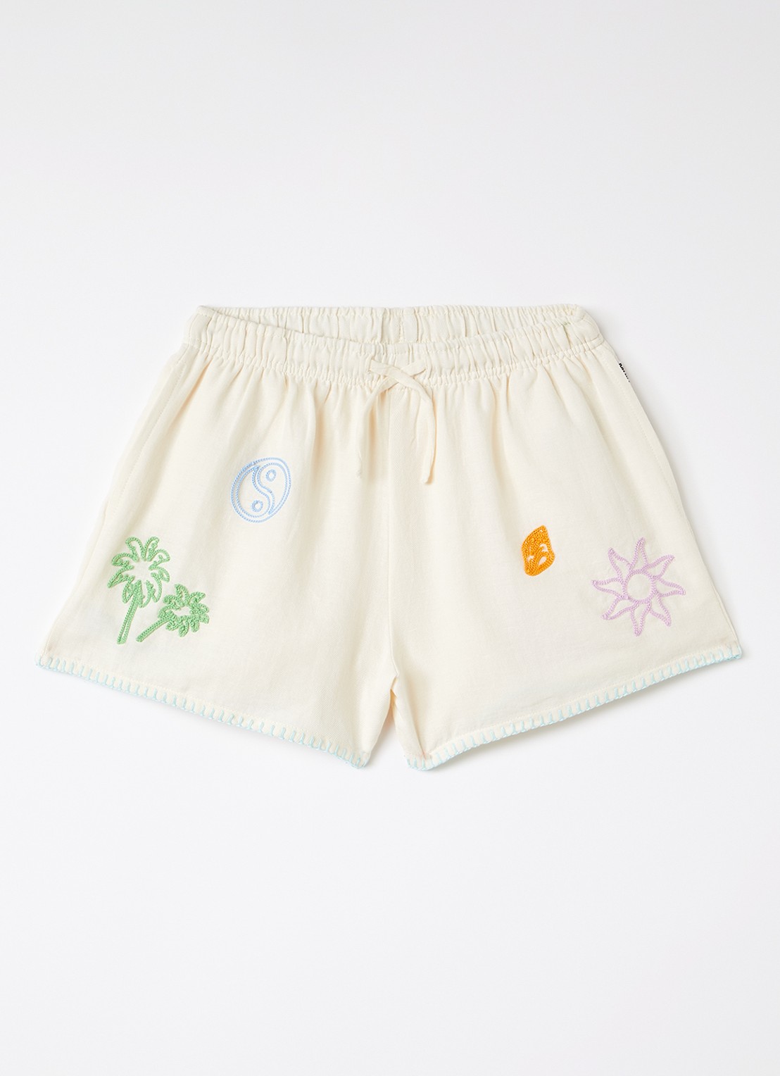 Molo Annabella loose fit korte broek met borduring - voorkant 2 beige