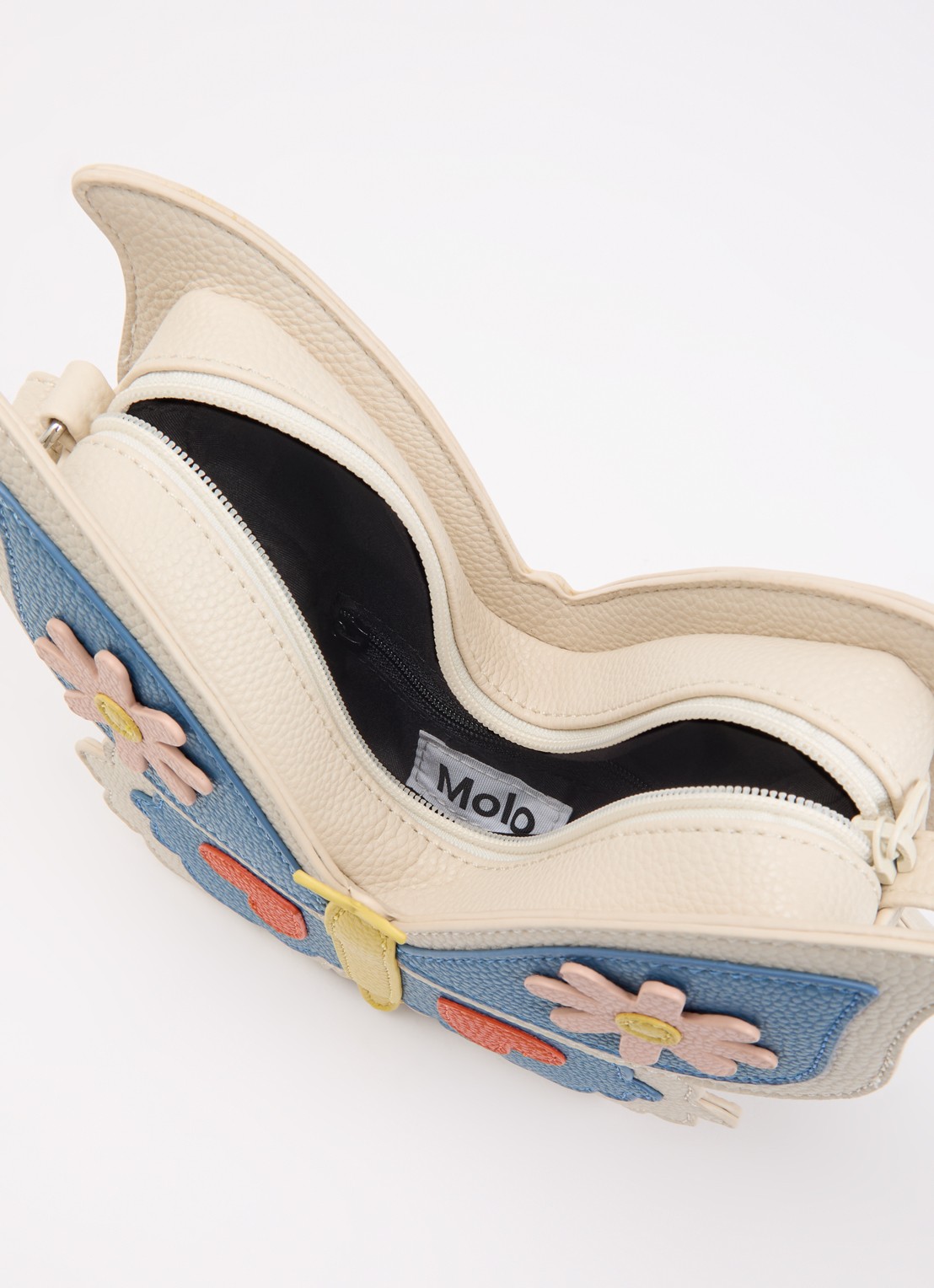 Molo Butterfly schoudertas van imitatieleer - detail beige