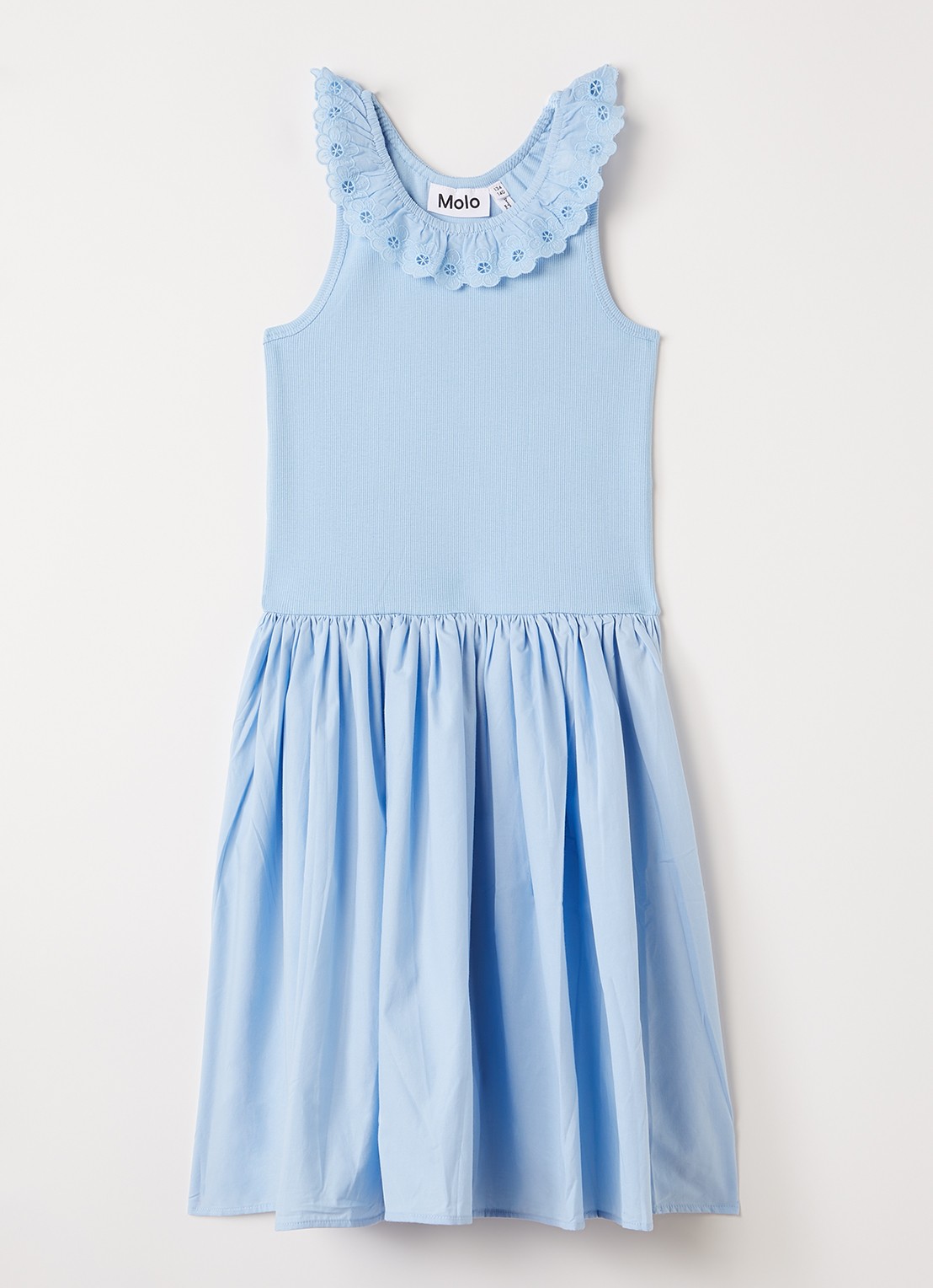 Molo Croco jurk met broderie - voorkant blauwgrijs