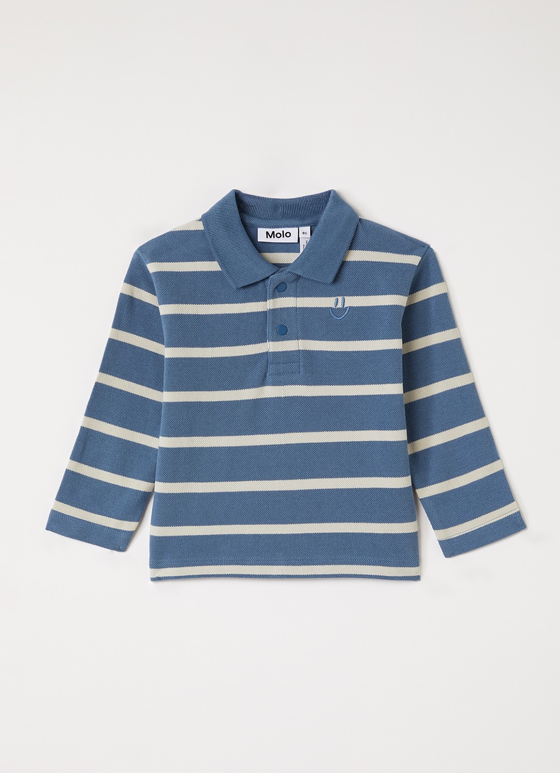 Molo Easty polo met streepprint - voorkant petrol