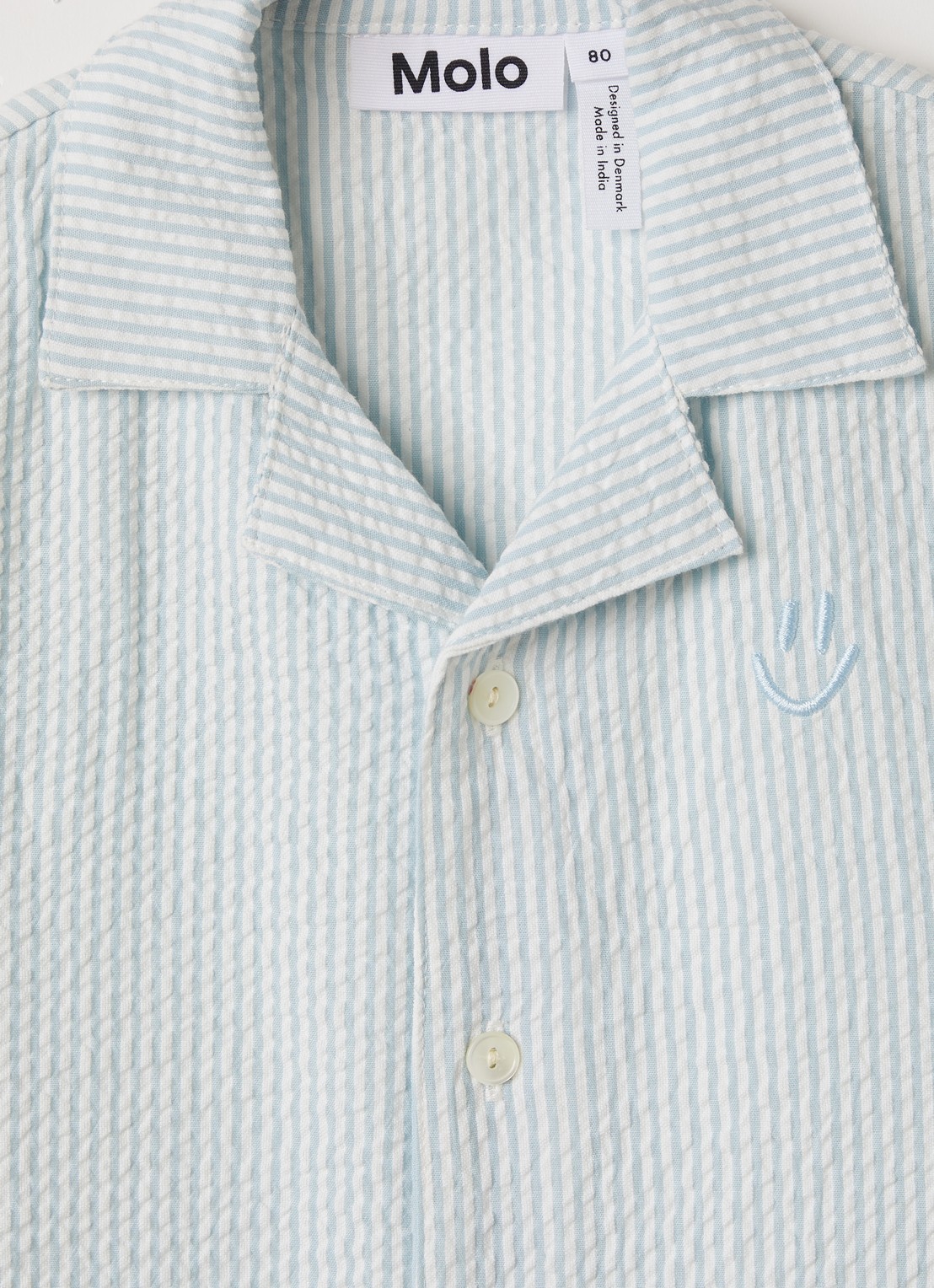 Molo Eyou overhemd met streepprint - detail lichtblauw