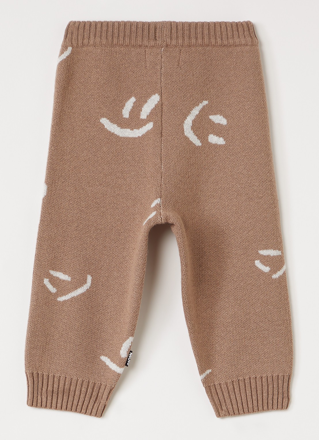 Molo Fijngebreide tapered fit broek in wolblend - voorkant 3 zand