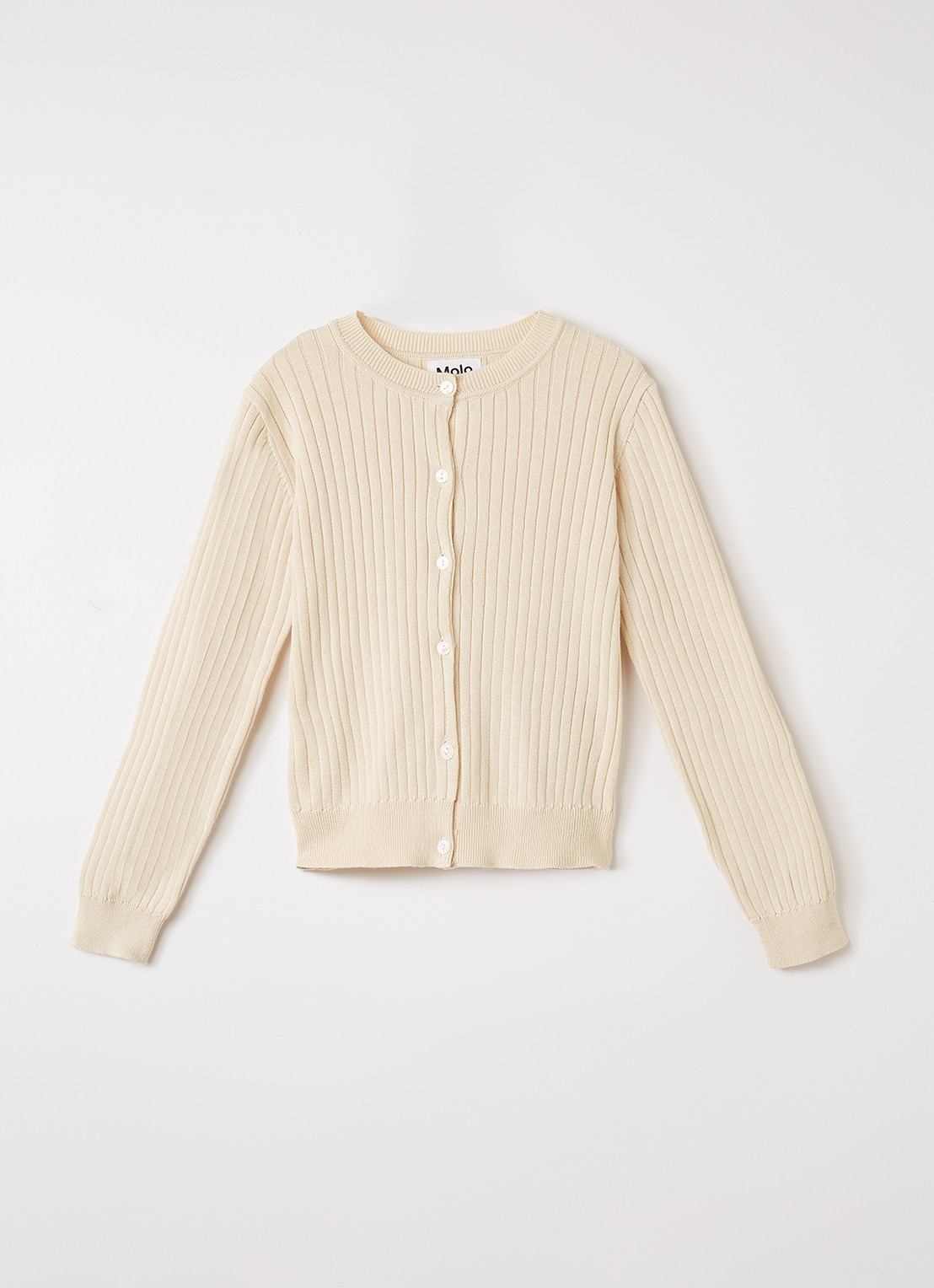 Molo Gloria ribgebreid vest met stretch - voorkant zand