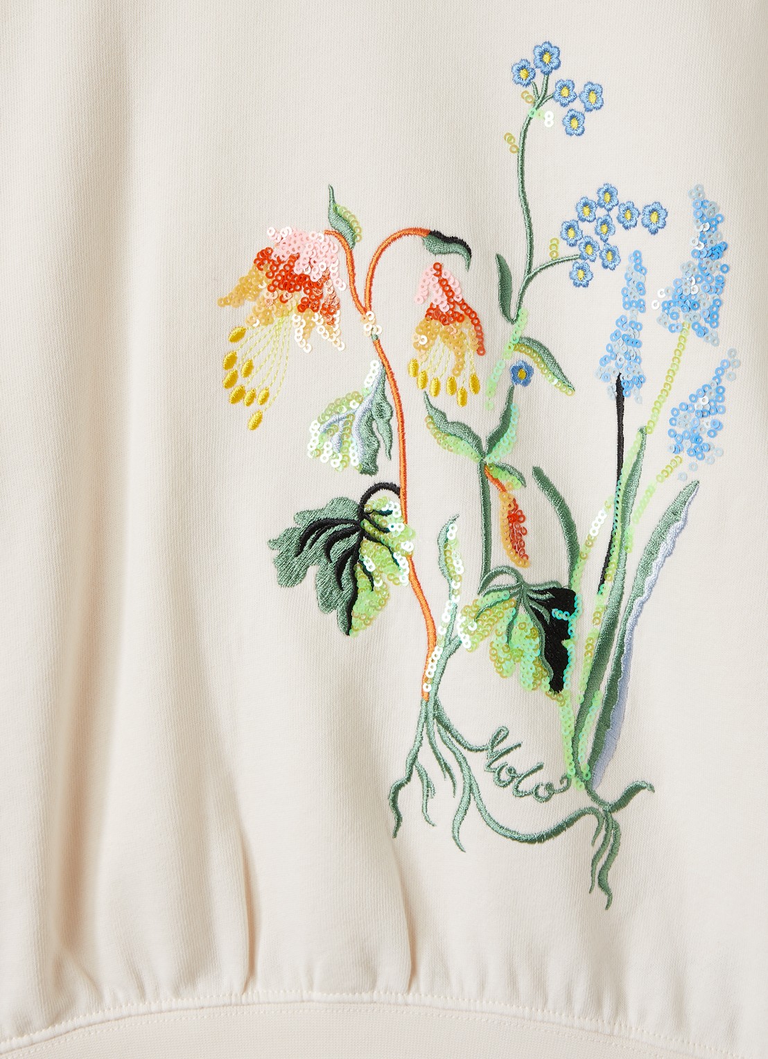 Molo Marge sweater met bloemborduring - detail creme