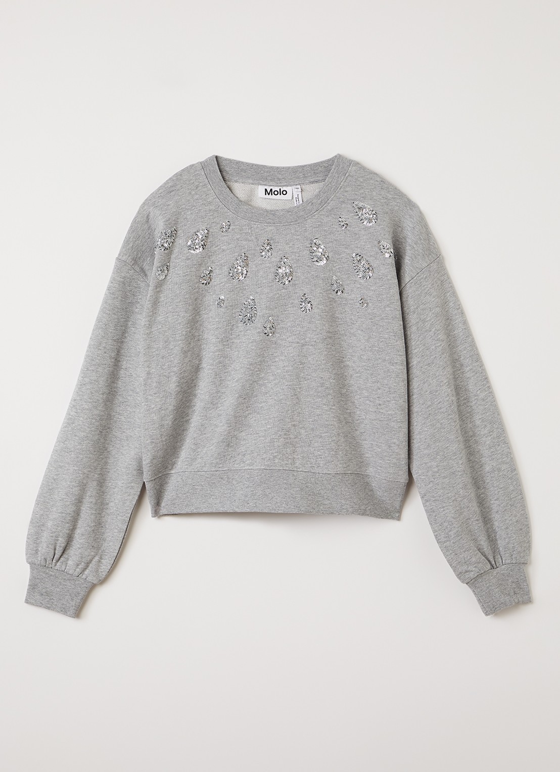 Molo Miki sweater met pailletten - voorkant grijsmele