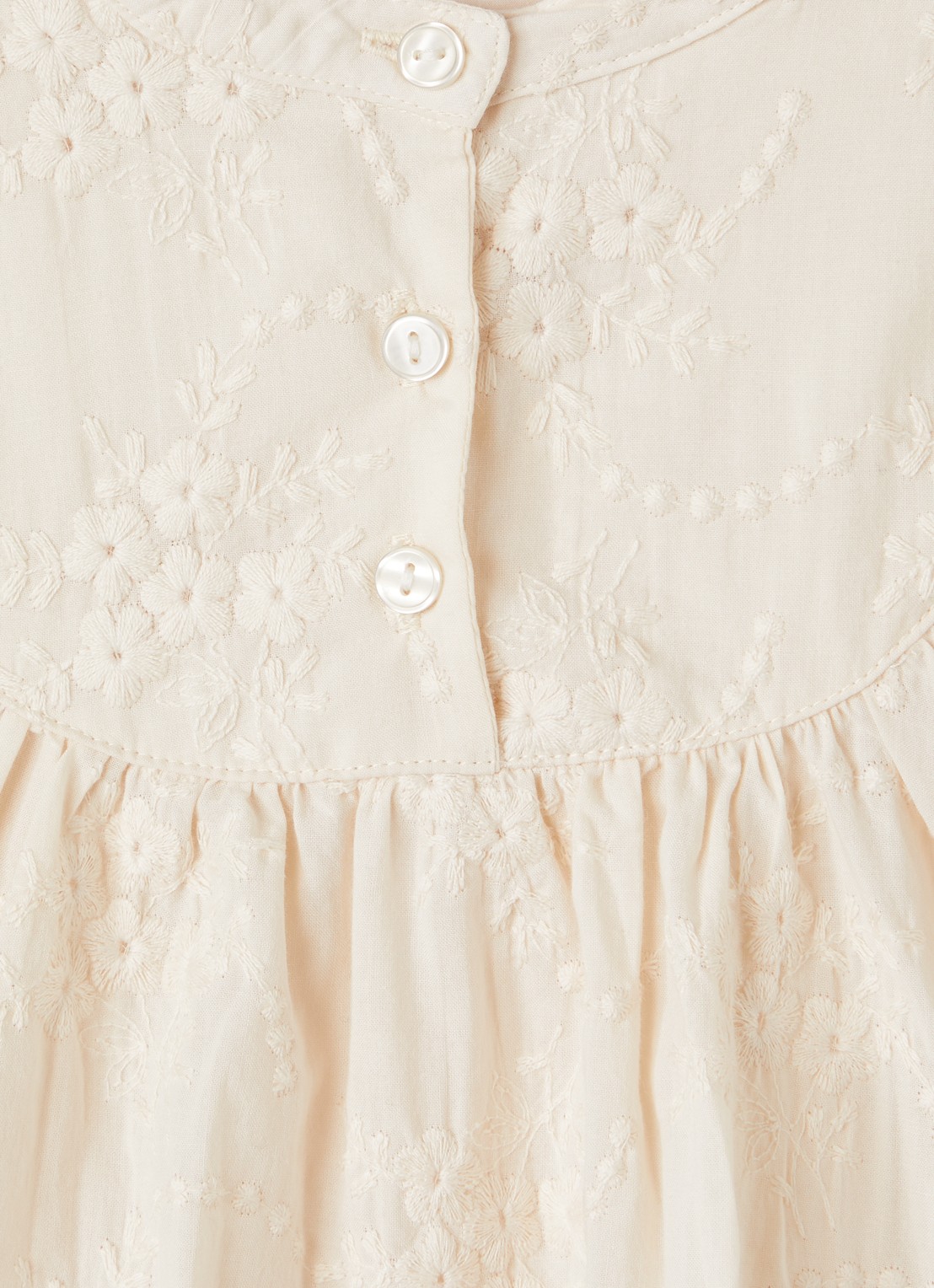 Molo Raisi tuniekjurk met bloemborduring - detail creme