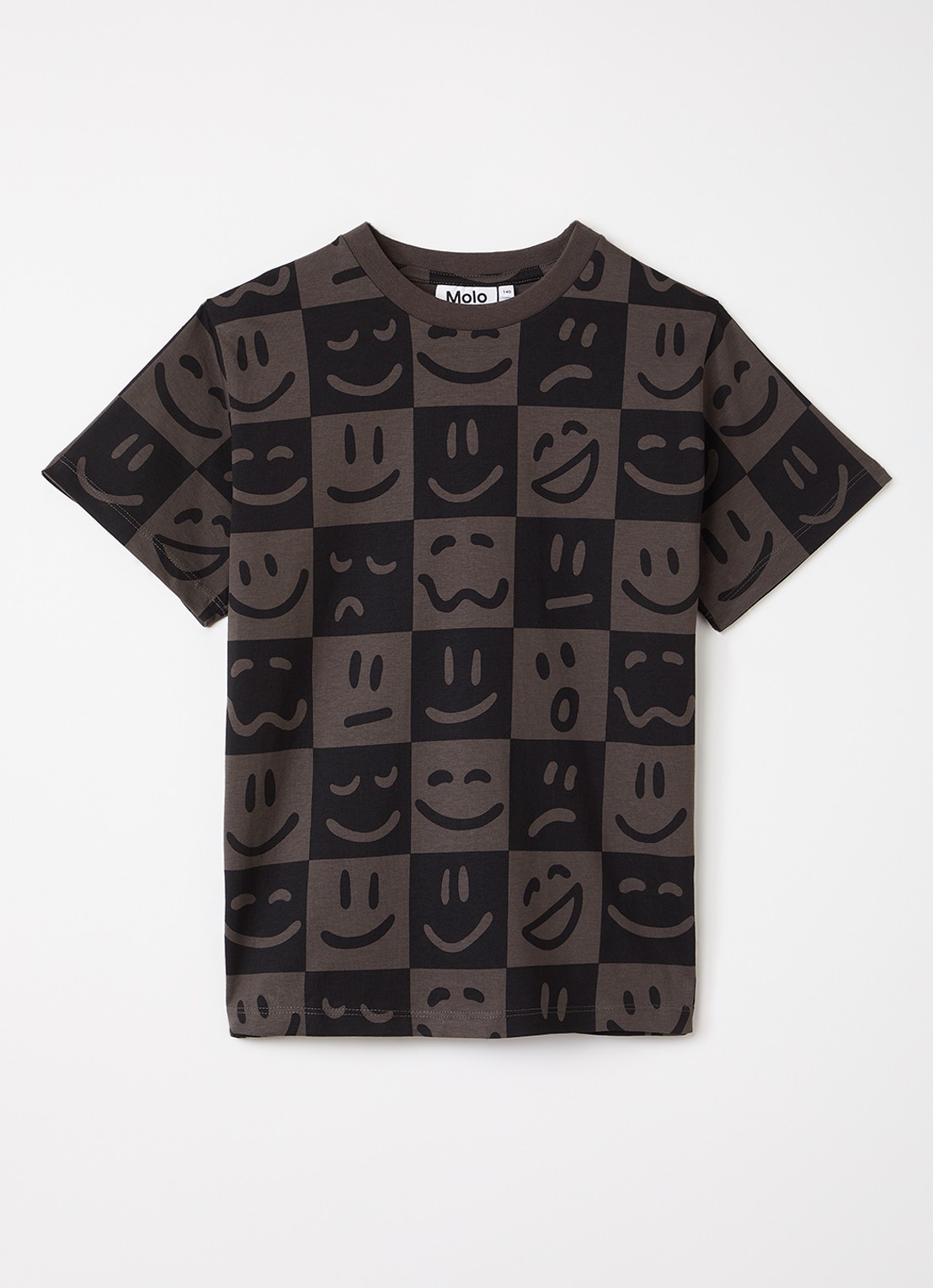 Molo Riley T-shirt met ruitdessin - voorkant zwart