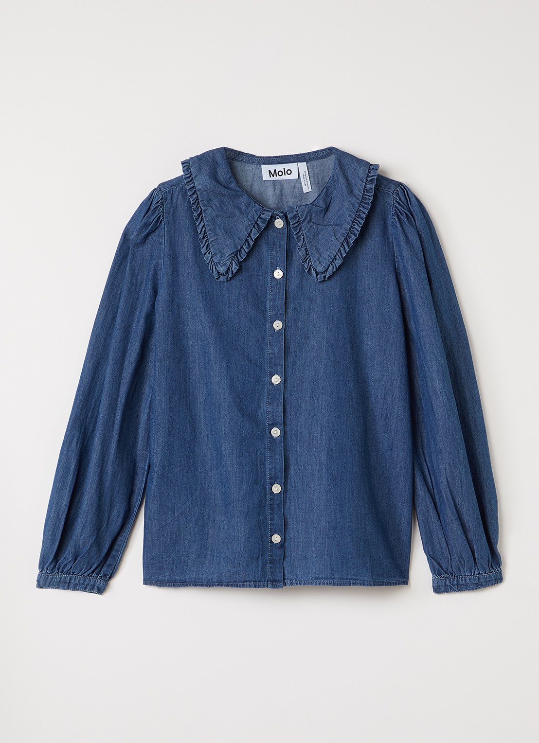 Molo Robbin blouse van chambray - voorkant indigo