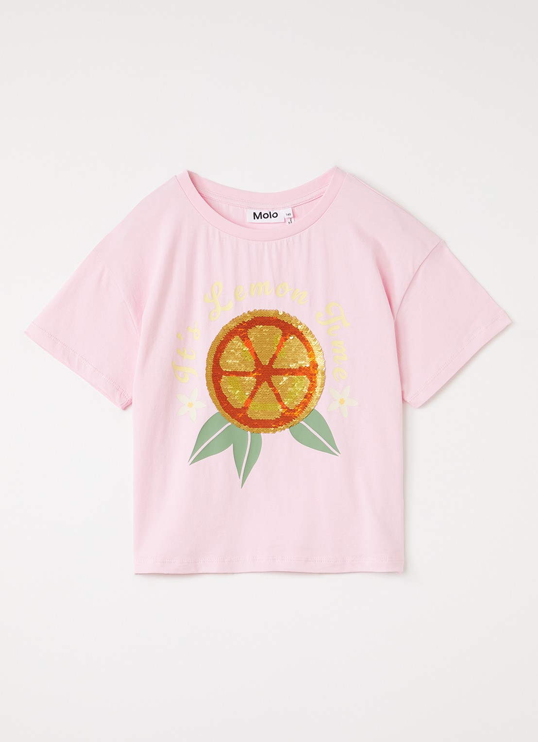 Molo Roseanna T-shirt met pailletten - voorkant roze