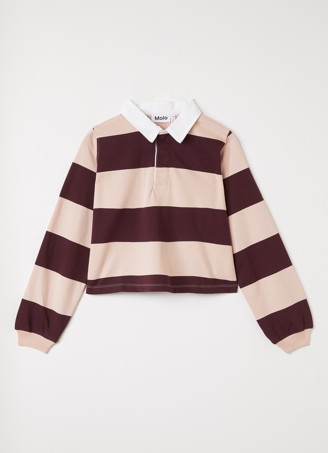 Molo Rozalia polo met streepprint - voorkant 2 cranberryrood