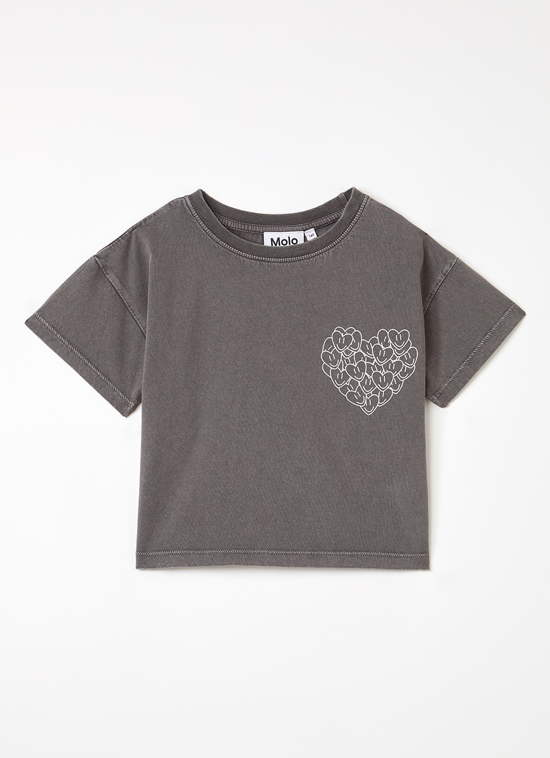 Molo Runi T-shirt met front- en backprint - voorkant antraciet