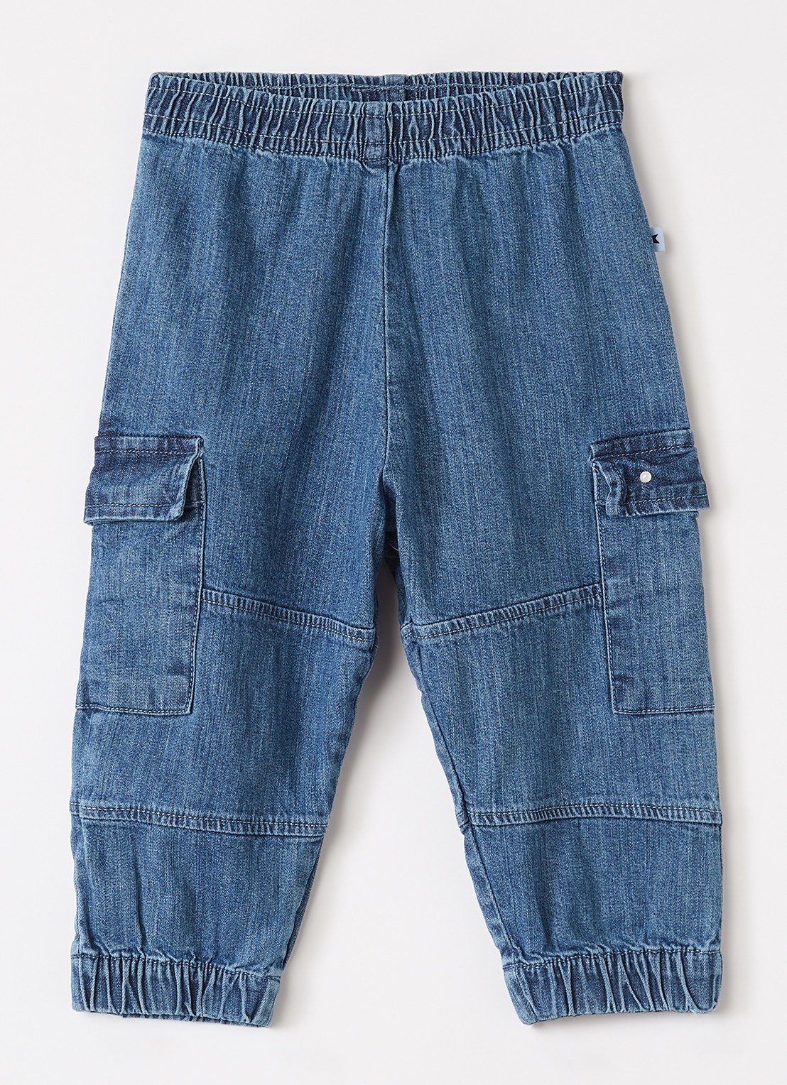 Molo Sae tapered fit cargobroek van chambray - voorkant 2 indigo