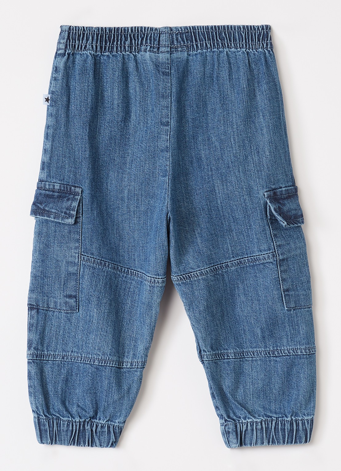 Molo Sae tapered fit cargobroek van chambray - voorkant 3 indigo